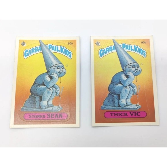 1986 Topps Garbage Pail Kids Series 3 90a & 90b Stoned Sean & Thick Vic Set Lot - Picture 1 of 4